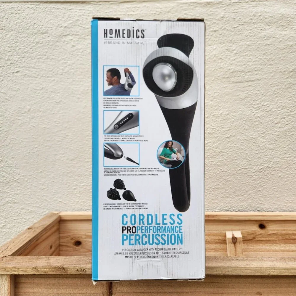 NEW Homedics Cordless Back Massager Neck Shoulders Percussion Massager with Rech